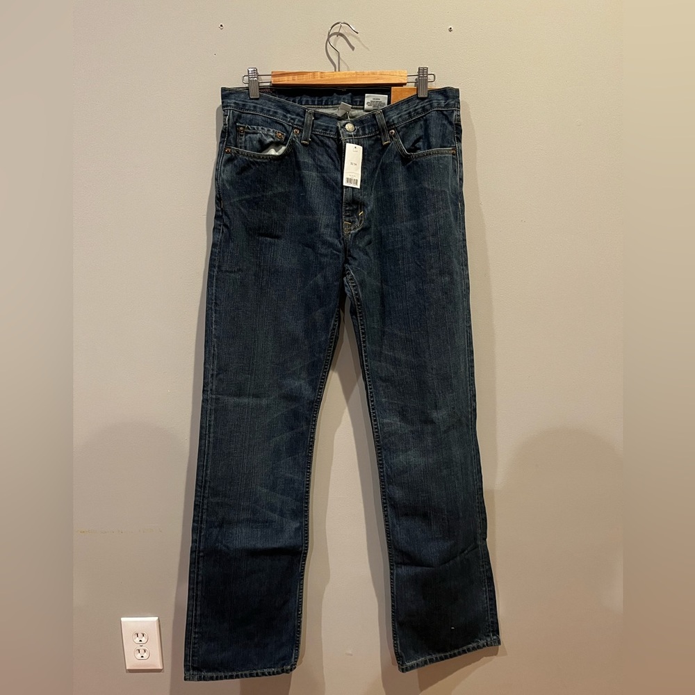 Banana Republic Men's Straight Jeans in Dark Blue Wash